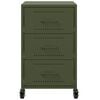 vidaXL Table de chevet vert olive 36x39x59 cm acier