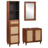 vidaXL Cabinet de salle de bain avec tiroir 3 pcs Marron et Noir