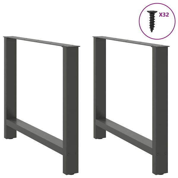 vidaXL Pieds de table &agrave; manger Anthracite 2 pi&egrave;ces 90 x (72-73) cm Acier