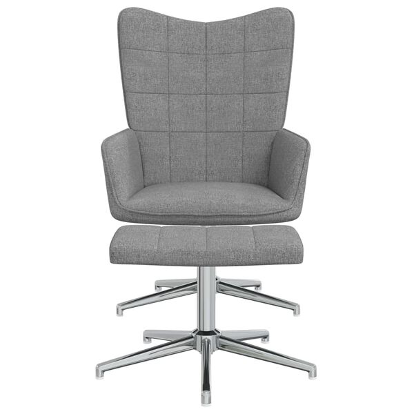 vidaXL Chaise de relaxation avec tabouret Gris clair Tissu