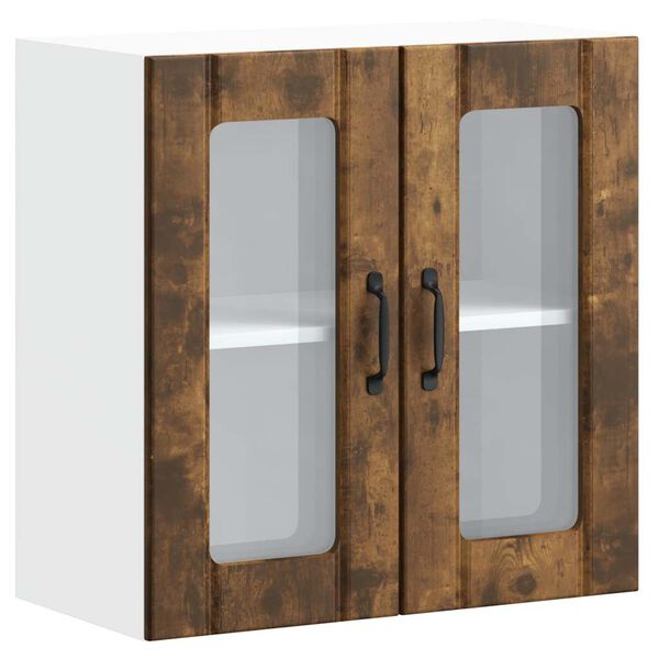 vidaXL Armoire murale de cuisine avec porte vitr&eacute;e "Lucca" Ch&ecirc;ne fum&eacute; Bois d'ing&eacute;nierie