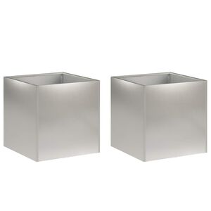 vidaXL Cache-pot de jardin 2 pc Argent&eacute; 25 x 25 x 25 cm