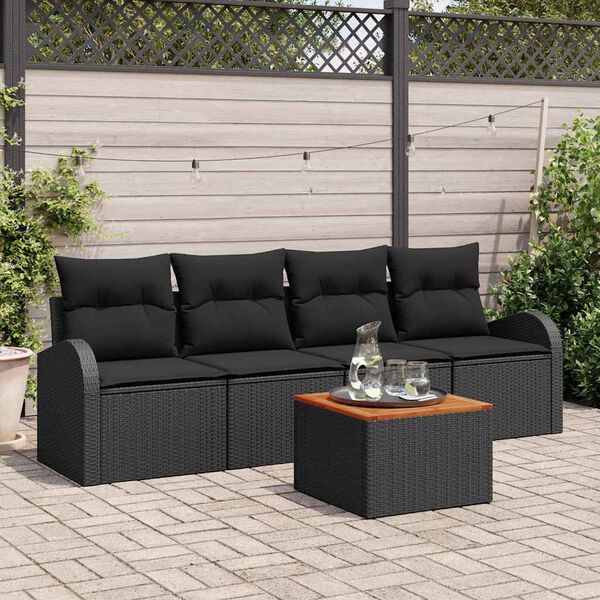 vidaXL Ensemble de canap&eacute; de jardin avec stockage 5 pcs Noir polyrotin