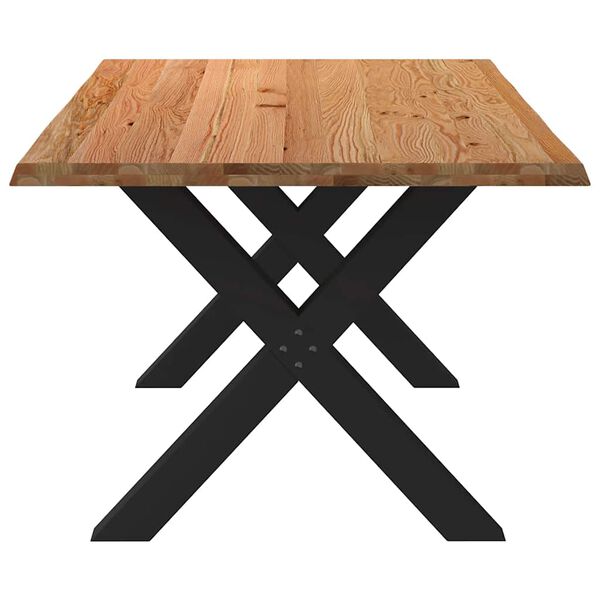 vidaXL Table &agrave; manger avec bord naturel bois de ch&ecirc;ne massif rectangulaire