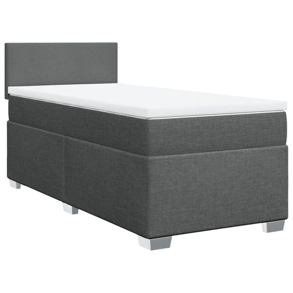 vidaXL Sommier &agrave; lattes de lit avec matelas Gris fonc&eacute; 100x200cm Tissu