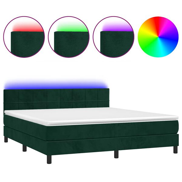 vidaXL Sommier &agrave; lattes de lit avec matelas LED Vert fonc&eacute; 180x200 cm