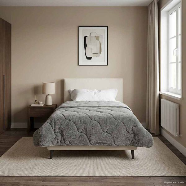 vidaXL Duvet complet toute l'ann&eacute;e Matelass&eacute; Anthracite 140 x 220 cm