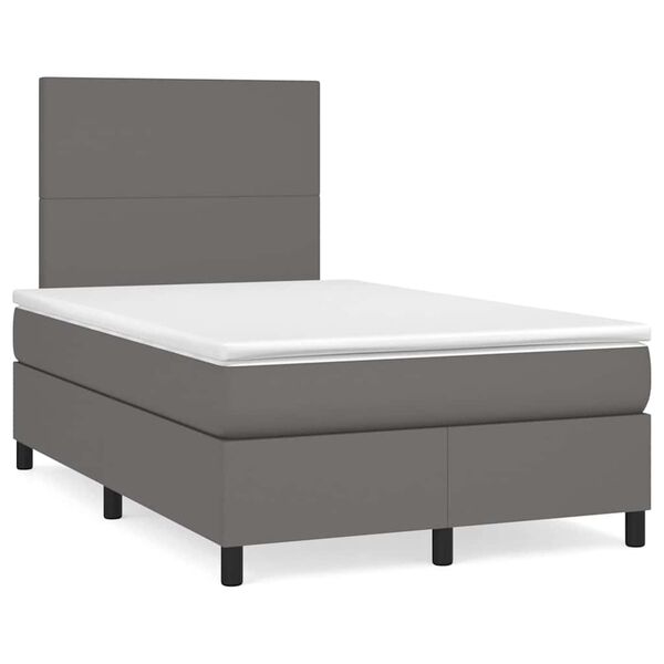 vidaXL Sommier &agrave; lattes de lit matelas LED gris 120x190 cm similicuir