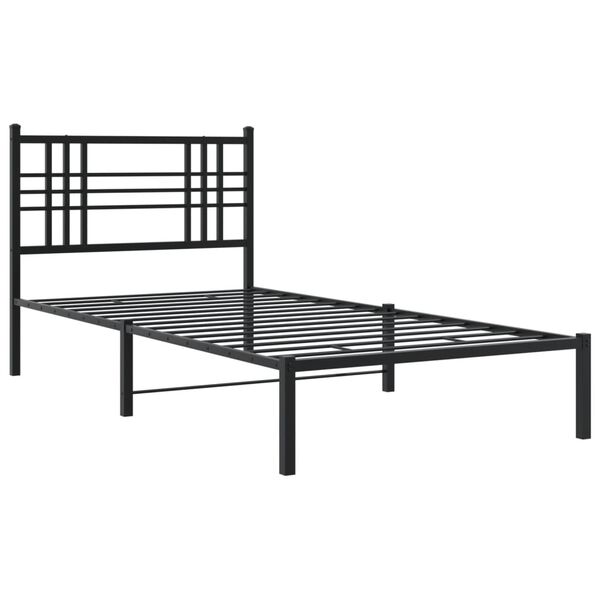 vidaXL Cadre de lit m&eacute;tal sans matelas avec t&ecirc;te de lit noir 107x203cm