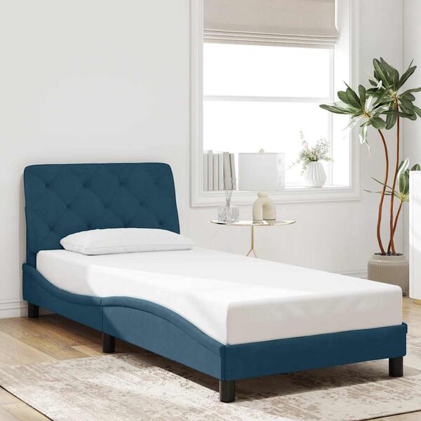 vidaXL Cadre de lit avec LED sans matelas bleu 80x200 cm velours