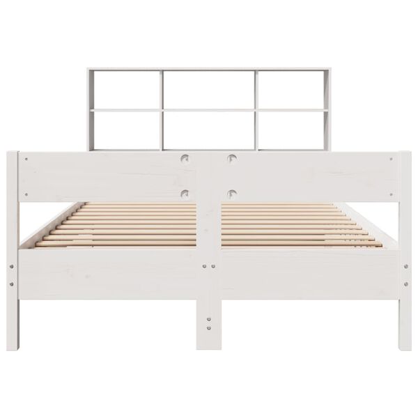 vidaXL Lit biblioth&egrave;que sans matelas blanc 140x190 cm bois pin massif
