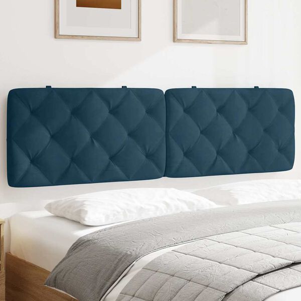 vidaXL Coussin de t&ecirc;te de lit bleu 180 cm velours