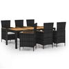 vidaXL Salon de jardin 7 pcs avec coussins r&eacute;sine tress&eacute;e noir