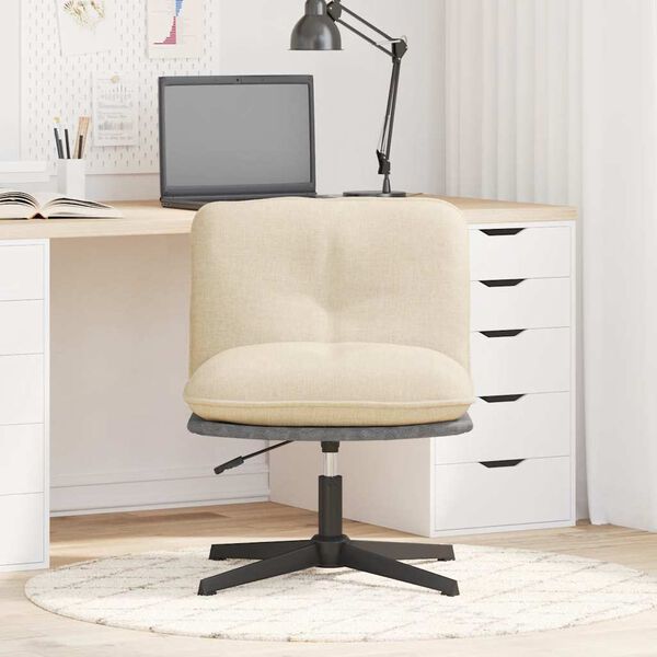 vidaXL Chaise pivotante de bureau Cr&egrave;me Tissu