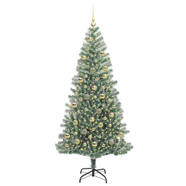 vidaXL Arbre de No&euml;l artificiel floconn&eacute; de neige avec lumi&egrave;re LED