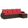 vidaXL Salon de jardin avec coussins 5 pcs marron r&eacute;sine tress&eacute;e