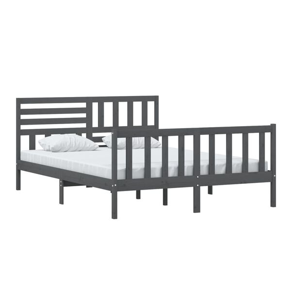 vidaXL Cadre de lit sans matelas gris bois massif