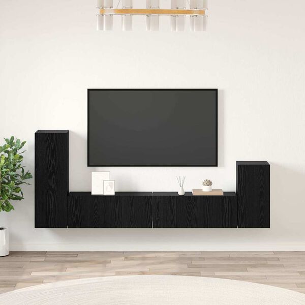 vidaXL Meuble TV mural 3 pcs Ch&ecirc;ne noir Bois d'ing&eacute;nierie