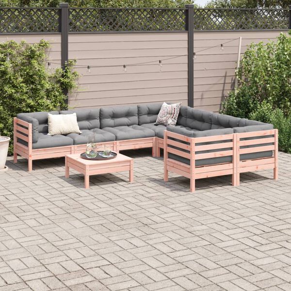 vidaXL Salon de jardin 9 pcs avec coussins sapin de douglas solide