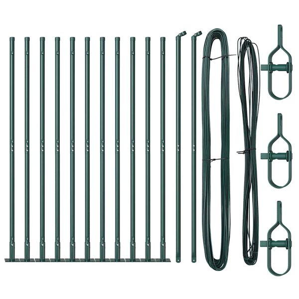 vidaXL Poteau de cl&ocirc;ture. 13 pcs Vert Acier