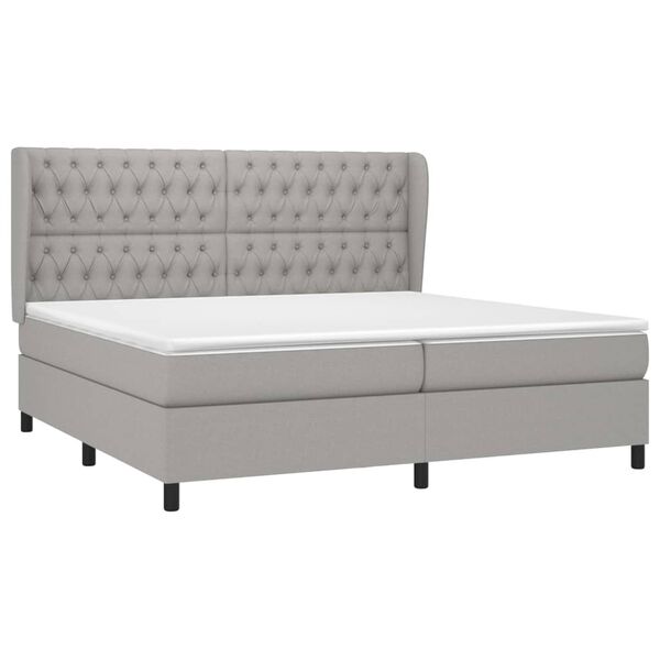 vidaXL Sommier &agrave; lattes de lit avec matelas Gris clair 200x200cm Tissu