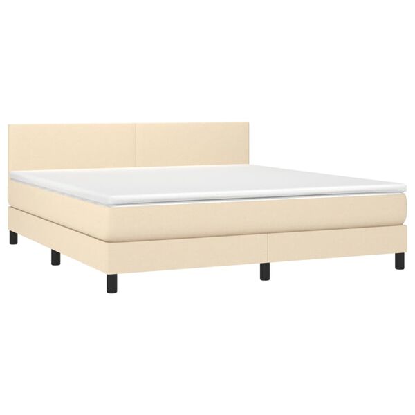 vidaXL Sommier &agrave; lattes de lit avec matelas LED Cr&egrave;me 160x200 cm Tissu