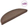 vidaXL Tapis d'escalier 20 pi&egrave;ces 56x17x3 cm Marron caf&eacute; Demi-rond