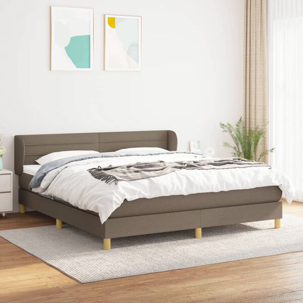 vidaXL Sommier &agrave; lattes de lit avec matelas Taupe 160x200 cm Tissu