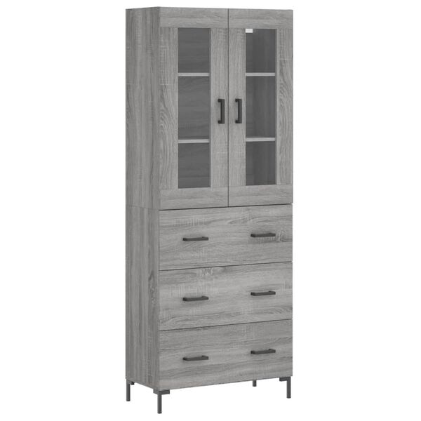vidaXL Buffet haut Sonoma gris 69,5x34x180 cm Bois d'ing&eacute;nierie