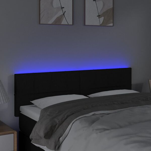 vidaXL T&ecirc;te de lit &agrave; LED Noir 144x5x78/88 cm Tissu