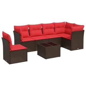 vidaXL Salon de jardin 7 pcs avec coussins noir r&eacute;sine tress&eacute;e