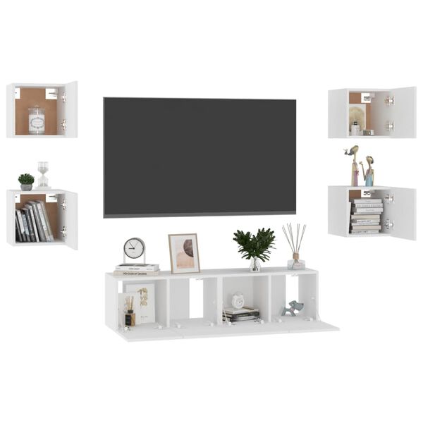 vidaXL Ensemble de meubles TV 6 pcs Blanc Bois d'ing&eacute;nierie