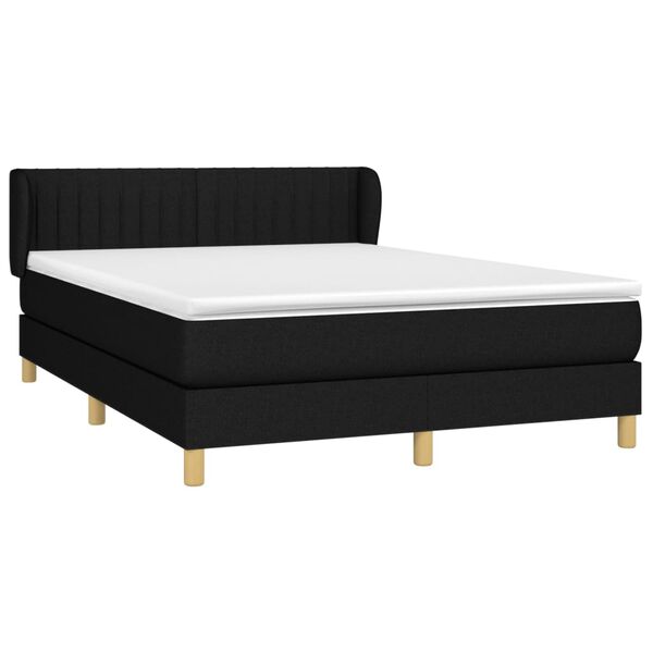 vidaXL Sommier &agrave; lattes de lit avec matelas Noir 140x190 cm Tissu