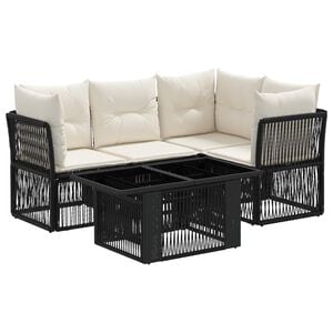 vidaXL Ensemble de canap&eacute; de jardin 5 pc Noir polyrotin