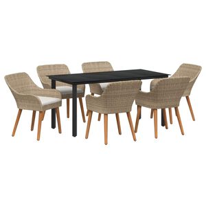 vidaXL Ensemble de salle à manger pour jardin 7 pcs Beige polyrotin