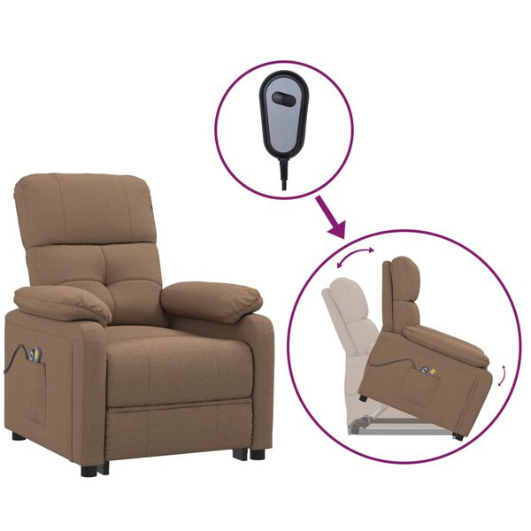 vidaXL Fauteuil de massage Marron Tissu