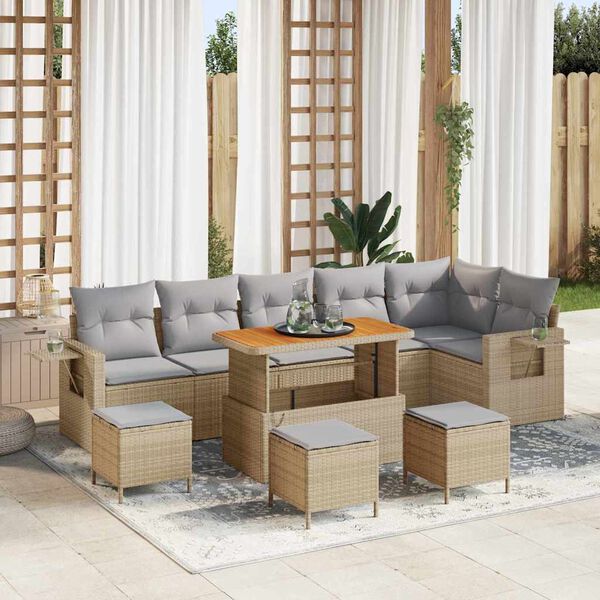 vidaXL Ensemble de canap&eacute; de jardin 12 pcs Beige et Gris clair
