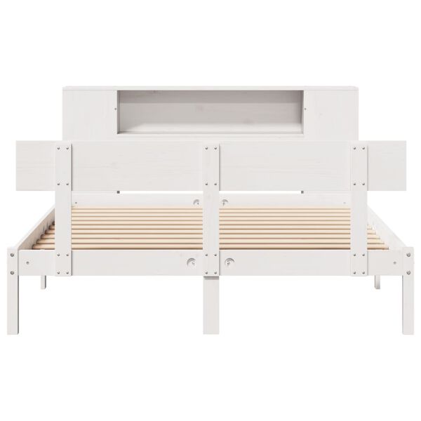 vidaXL Lit bibliothèque sans matelas blanc 140x190 cm bois pin massif