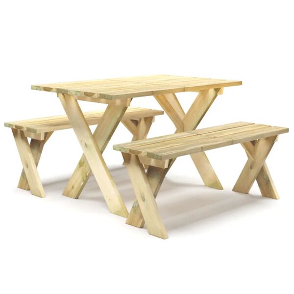 vidaXL Ensemble &agrave; manger de jardin 3 pcs Bois de pin impr&eacute;gn&eacute;