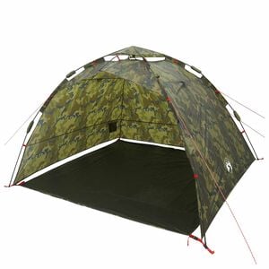 vidaXL Tente de p&ecirc;che &agrave; lib&eacute;ration rapide 4 personne Camouflage L&eacute;ger