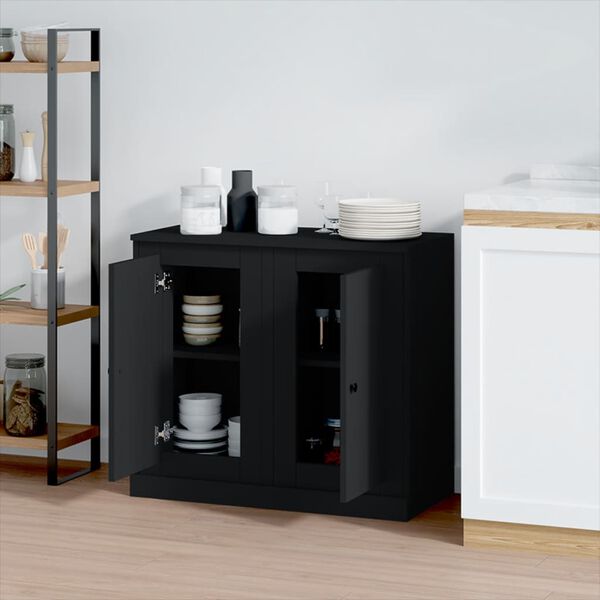 vidaXL Buffets 2 pcs noir 37,5x35,5x67,5 cm bois d'ing&eacute;nierie