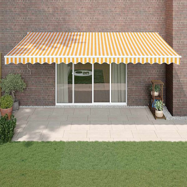 vidaXL Auvent r&eacute;tractable automatique jaune et blanc 5x3 m