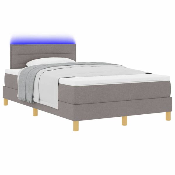vidaXL Lit &agrave; ressort LED avec matelas Taupe 120 x 200 cm tissu