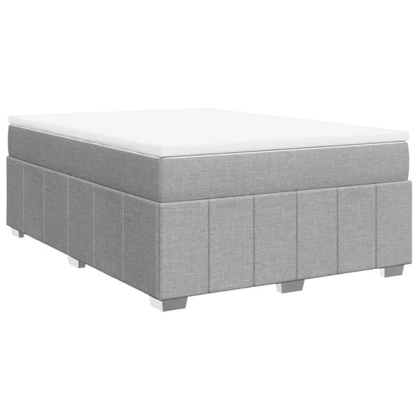 vidaXL Sommier &agrave; lattes de lit avec matelas Gris clair 140x190cm Tissu