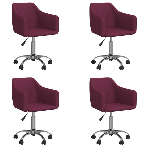 vidaXL Chaises pivotantes &agrave; manger lot de 4 violet tissu