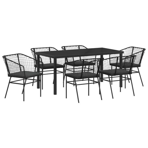 vidaXL Ensemble de salle &agrave; manger pour jardin 7 pcs Noir polyrotin