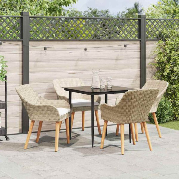vidaXL Ensemble de salle &agrave; manger pour jardin 5 pcs Beige polyrotin