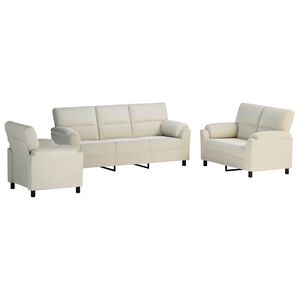 vidaXL Ensemble de Canap&eacute;s 3 pc Cr&egrave;me Velours