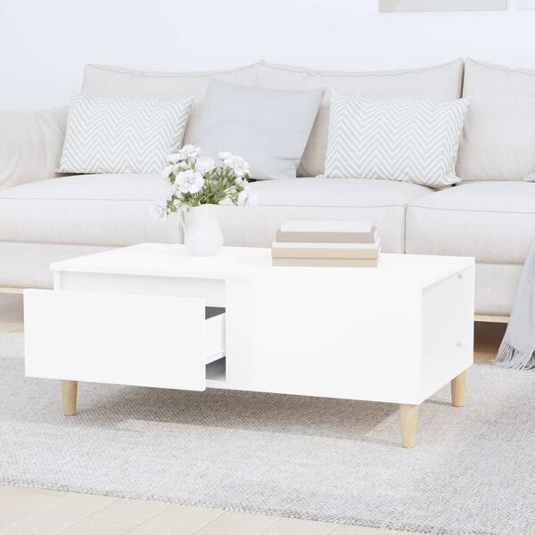vidaXL Table basse Blanc brillant 90x50x36,5 cm Bois d'ingénierie