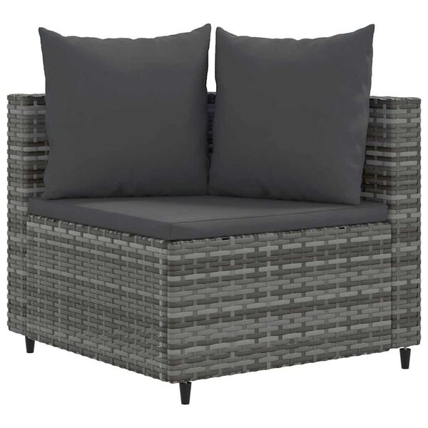 vidaXL Salon de jardin avec coussins 7 pcs gris résine tressée